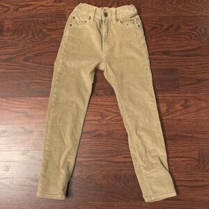 Crewcuts tan khaki Corduroy Pants stretch adjustable belt size 7 straight leg
